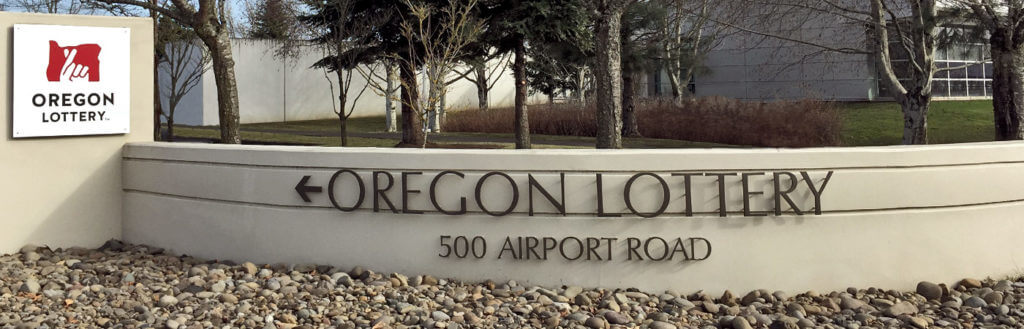 exterior Oregon Lottery sign at facility entrance